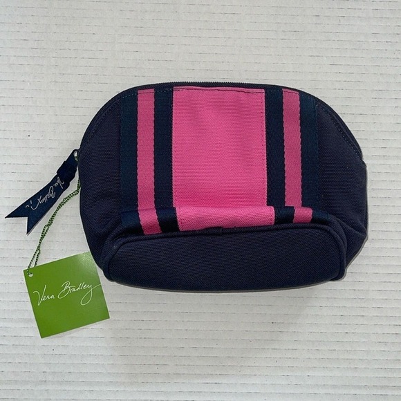 Vera Bradley Handbags - Vera Bradley Colorblock Cosmetic Pouch Canvas Navy Pink Blue 13575-154 NWT